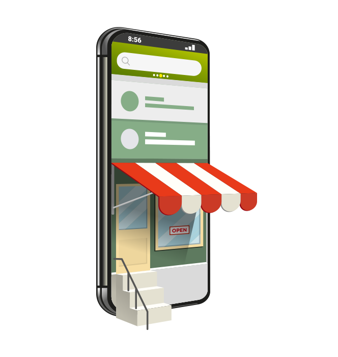 Illustration de la création d'un site internet e-commerce optimisé pour l'affichage sur téléphone portable