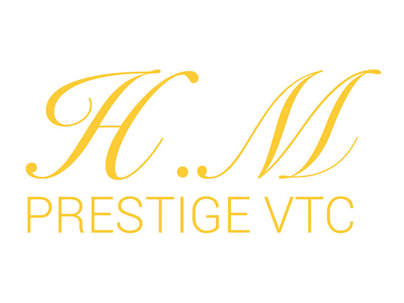 L'identité visuelle d'H.M. prestige VTC, déclinée en fond blanc